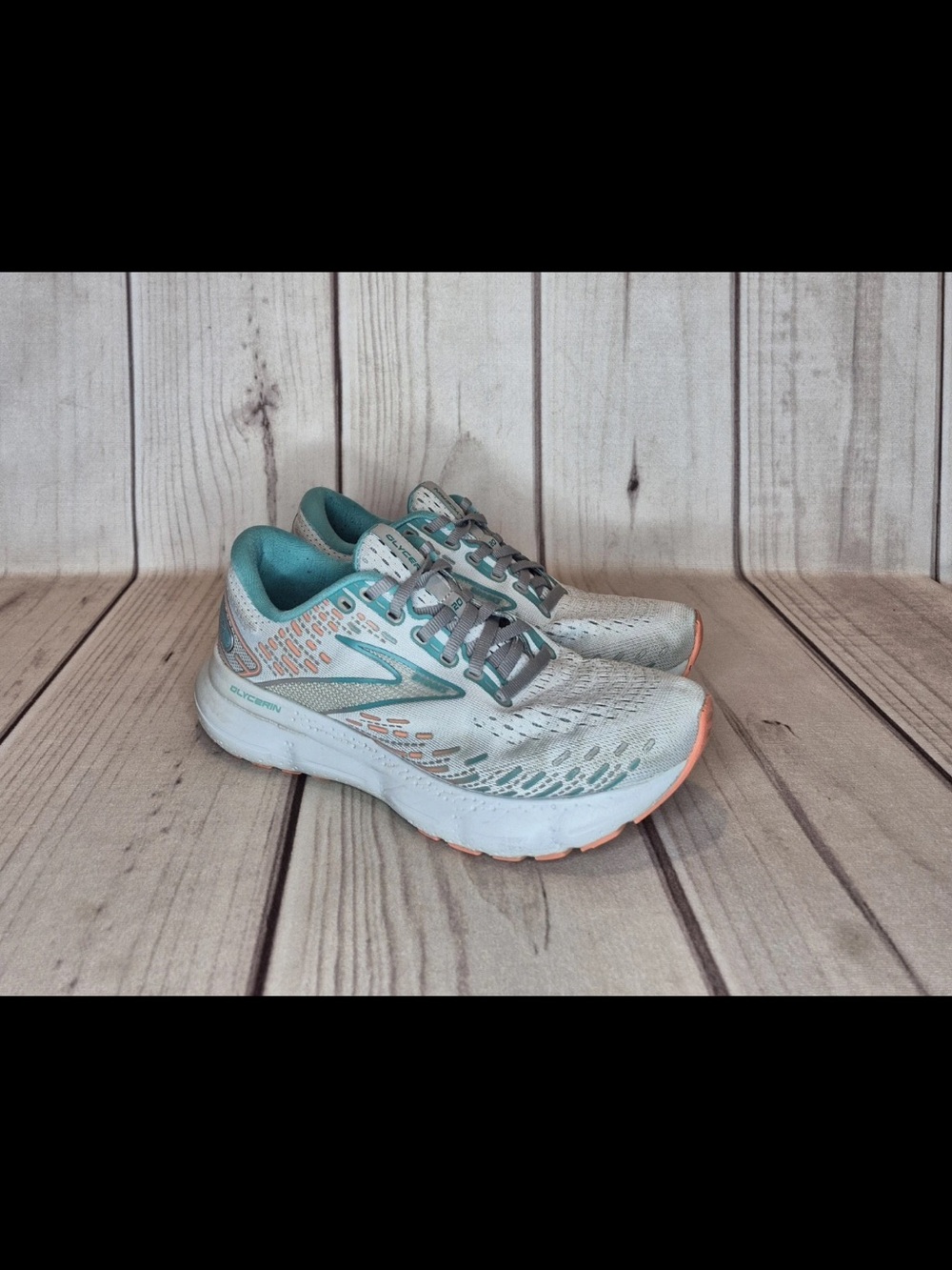 Brooks Glycerin 20 Women's Size 9D Wide Running Shoes Oyster/Latigo Bay/Coral